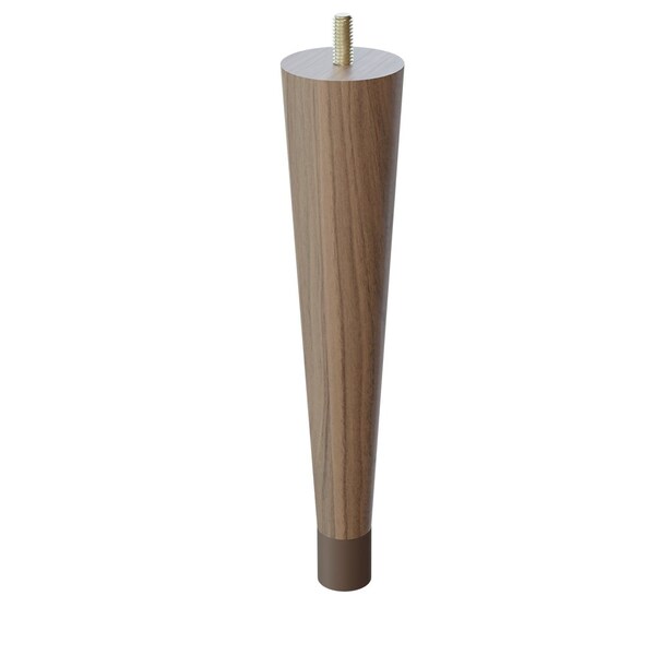 Designs Of Distinction 9" Round Tapered Leg with bolt and 1" Warm Bronze Ferrule - Walnut 01240009WLWB6 - main